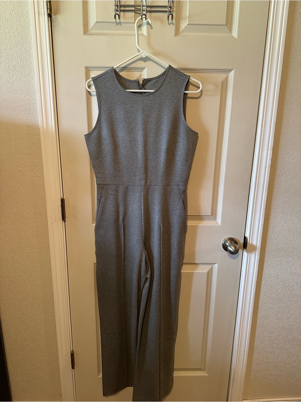 Everlane Sleeveless Gray Wide-Leg Ponte Jumpsuit